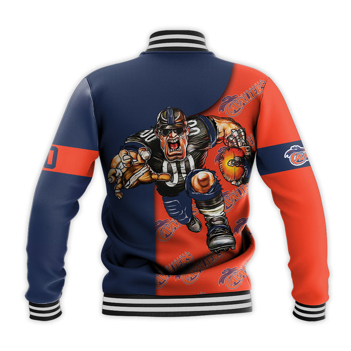 NCAA Virginia Cavaliers Custom Number Orange Blue Baseball Jacket Button-up, Zipper, Hooded All Over Print V2